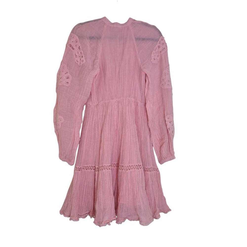 Guess Pink Lace Long Sleeve Button-Down Dress arita dress without belt - Picture 6 of 16